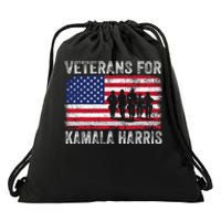 Veterans For Kamala Harris 2024 Election Usa Flag Military Drawstring Bag