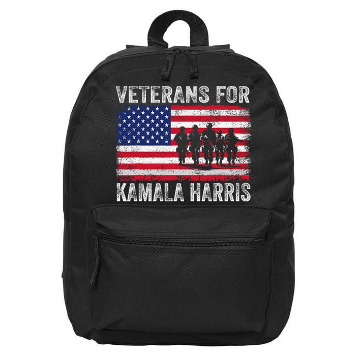 Veterans For Kamala Harris 2024 Election Usa Flag Military 16 in Basic Backpack