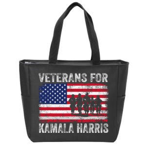 Veterans For Kamala Harris 2024 Election Usa Flag Military Zip Tote Bag