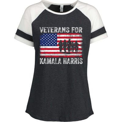 Veterans For Kamala Harris 2024 Election Usa Flag Military Enza Ladies Jersey Colorblock Tee