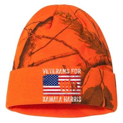 Veterans For Kamala Harris 2024 Election Usa Flag Military Kati Licensed 12" Camo Beanie