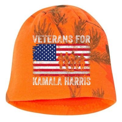 Veterans For Kamala Harris 2024 Election Usa Flag Military Kati - Camo Knit Beanie