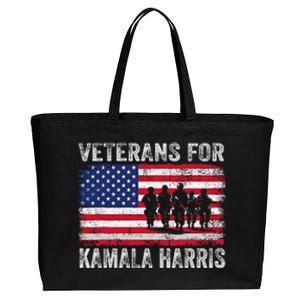 Veterans For Kamala Harris 2024 Election Usa Flag Military Cotton Canvas Jumbo Tote