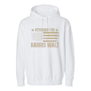 Veterans For Kamala Harris 2024 Election Usa Flag Military Garment-Dyed Fleece Hoodie