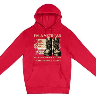 Veterans For Kamala Harris Tim Walz 2024 Election Usa Flag Premium Pullover Hoodie