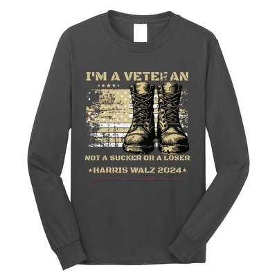 Veterans For Kamala Harris Tim Walz 2024 Election Usa Flag Long Sleeve Shirt