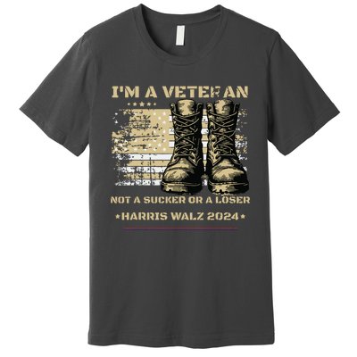 Veterans For Kamala Harris Tim Walz 2024 Election Usa Flag Premium T-Shirt