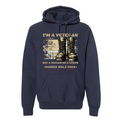 Veterans For Kamala Harris Tim Walz 2024 Election Usa Flag Premium Hoodie