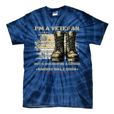 Veterans For Kamala Harris Tim Walz 2024 Election Usa Flag Tie-Dye T-Shirt