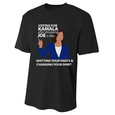 Voting For Kamala After Dropping Joe Is Like Shitting Performance Sprint T-Shirt