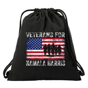 Veterans For Kamala Harris 2024 Election Usa Flag Military Drawstring Bag