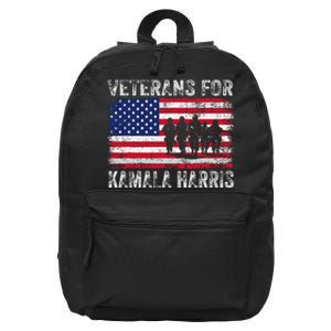 Veterans For Kamala Harris 2024 Election Usa Flag Military 16 in Basic Backpack