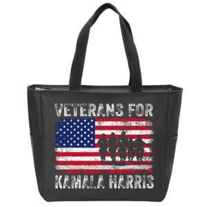 Veterans For Kamala Harris 2024 Election Usa Flag Military Zip Tote Bag