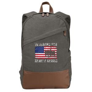 Veterans For Kamala Harris 2024 Election Usa Flag Military Cotton Canvas Backpack