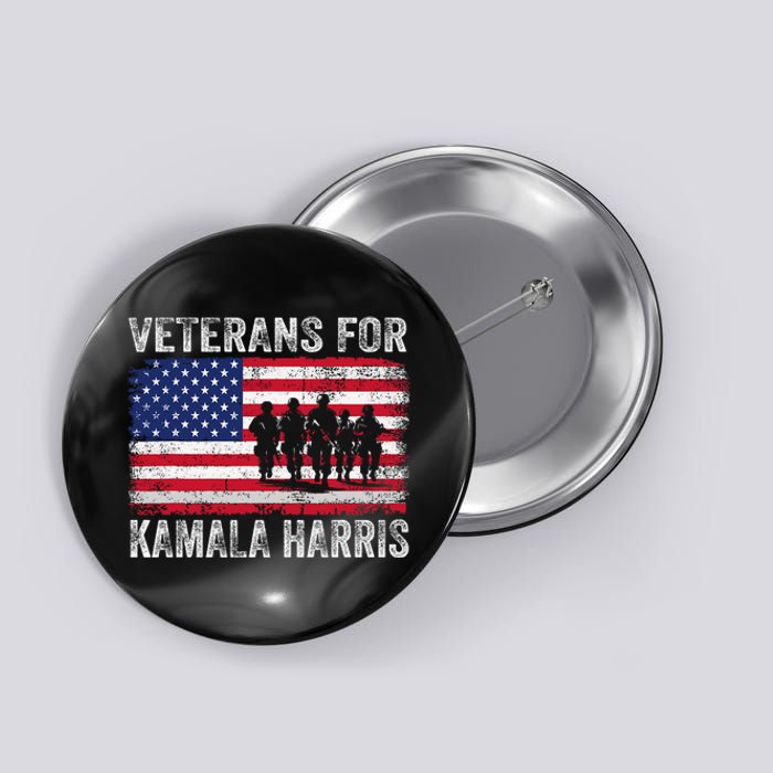 Veterans For Kamala Harris 2024 Election Usa Flag Military Button