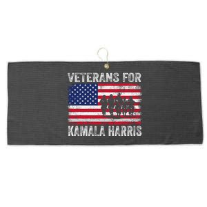 Veterans For Kamala Harris 2024 Election Usa Flag Military Large Microfiber Waffle Golf Towel