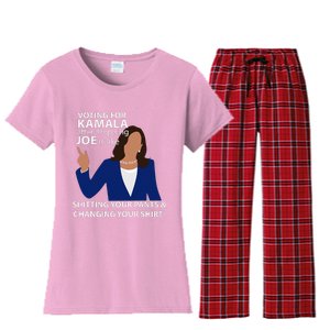 Voting For Kamala After Dropping Joe Is Like Shitting Women's Flannel Pajama Set