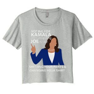 Voting For Kamala After Dropping Joe Is Like Shitting Women's Crop Top Tee