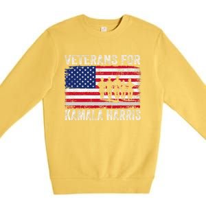 Veterans For Kamala Harris 2024 Election Usa Flag Military Premium Crewneck Sweatshirt