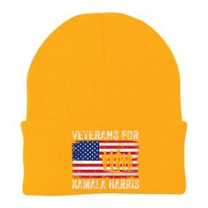 Veterans For Kamala Harris 2024 Election Usa Flag Military Knit Cap Winter Beanie