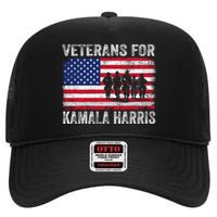 Veterans For Kamala Harris 2024 Election Usa Flag Military High Crown Mesh Back Trucker Hat