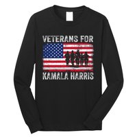 Veterans For Kamala Harris 2024 Election Usa Flag Military Long Sleeve Shirt