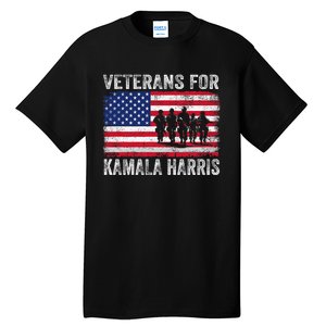 Veterans For Kamala Harris 2024 Election Usa Flag Military Tall T-Shirt