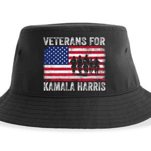 Veterans For Kamala Harris 2024 Election Usa Flag Military Sustainable Bucket Hat