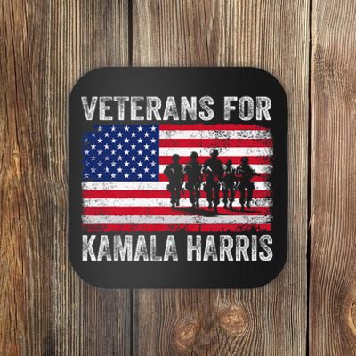 Veterans For Kamala Harris 2024 Election Usa Flag Military Coaster