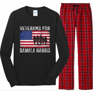 Veterans For Kamala Harris 2024 Election Usa Flag Military Long Sleeve Pajama Set