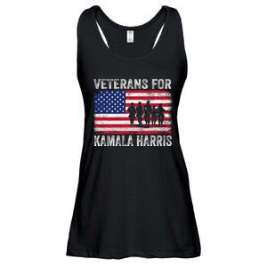 Veterans For Kamala Harris 2024 Election Usa Flag Military Ladies Essential Flowy Tank