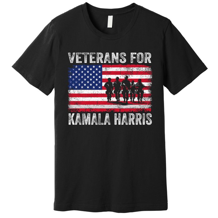 Veterans For Kamala Harris 2024 Election Usa Flag Military Premium T-Shirt