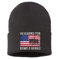 Veterans For Kamala Harris 2024 Election Usa Flag Military Sustainable Knit Beanie