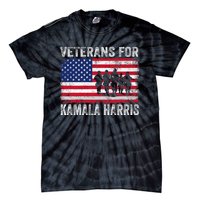 Veterans For Kamala Harris 2024 Election Usa Flag Military Tie-Dye T-Shirt