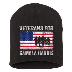 Veterans For Kamala Harris 2024 Election Usa Flag Military Short Acrylic Beanie