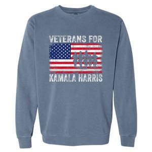 Veterans For Kamala Harris 2024 Election Usa Flag Military Garment-Dyed Sweatshirt