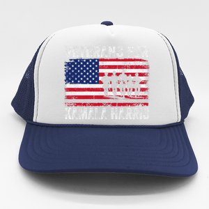 Veterans For Kamala Harris 2024 Election Usa Flag Military Trucker Hat