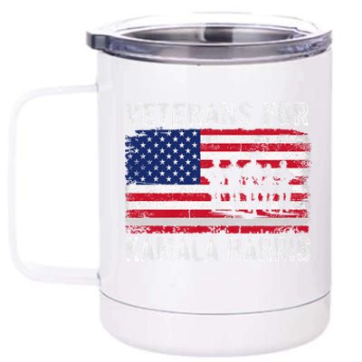 Veterans For Kamala Harris 2024 Election Usa Flag Military 12 oz Stainless Steel Tumbler Cup