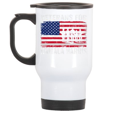 Veterans For Kamala Harris 2024 Election Usa Flag Military Stainless Steel Travel Mug