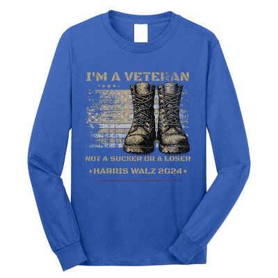 Veterans For Kamala Harris Tim Walz 2024 Election Usa Flag Long Sleeve Shirt