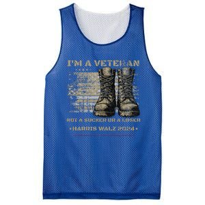 Veterans For Kamala Harris Tim Walz 2024 Election Usa Flag Mesh Reversible Basketball Jersey Tank