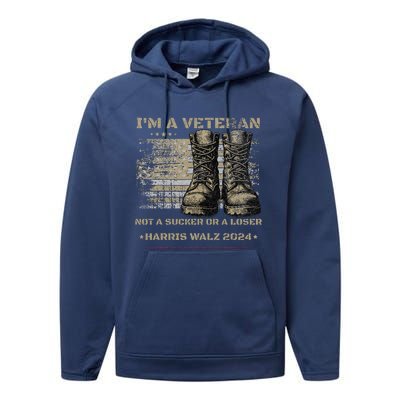 Veterans For Kamala Harris Tim Walz 2024 Election Usa Flag Performance Fleece Hoodie