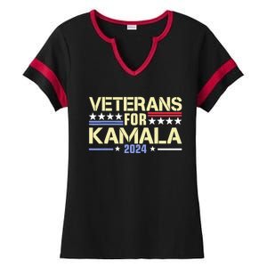 Veterans For Kamala American Flag Kamalaharris Supporter Ladies Halftime Notch Neck Tee