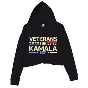 Veterans For Kamala American Flag Kamalaharris Supporter Crop Fleece Hoodie