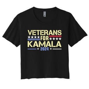 Veterans For Kamala American Flag Kamalaharris Supporter Women's Crop Top Tee