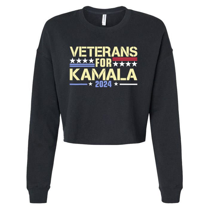 Veterans For Kamala American Flag Kamalaharris Supporter Cropped Pullover Crew