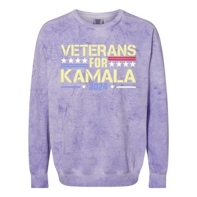 Veterans For Kamala American Flag Kamala Harris Supporter Colorblast Crewneck Sweatshirt