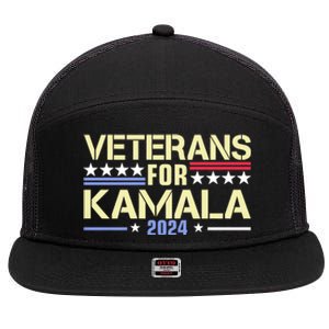 Veterans For Kamala American Flag Kamala Harris Supporter 7 Panel Mesh Trucker Snapback Hat