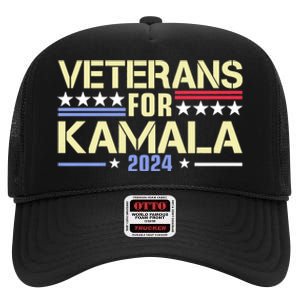 Veterans For Kamala American Flag Kamala Harris Supporter High Crown Mesh Back Trucker Hat