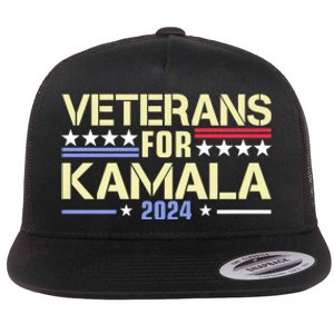 Veterans For Kamala American Flag Kamala Harris Supporter Flat Bill Trucker Hat